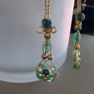 Chic Gold and Green Crystal Earrings